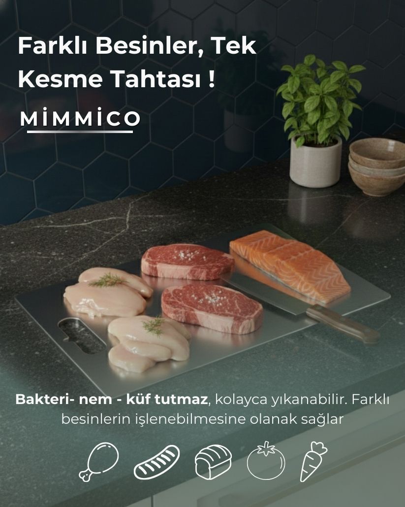 Mimmico ProSteel™ - Hijyenik Paslanmaz Çelik Profesyonel Kesme & Sunum İstasyonu (304 Kalite)